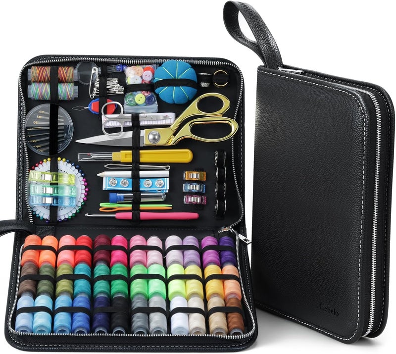 Cebelo Large Sewing Kit for Adults: 232Pcs Sewing Supplies for Hand Mending Clothes Emergency Repair for Home Travel Dorm - 2026 Christmas Gifts for Mom Grandma Students Beginner (Black) - Image 1